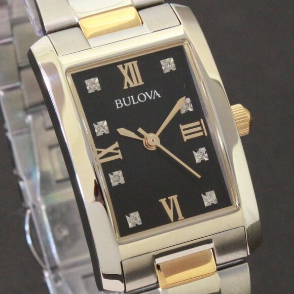 Bulova Diamonds Collection Ladies Tank Watch Two Tone Diamond Indices 21mm main image 4